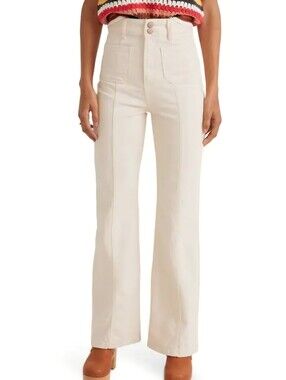 Marine Layer Womens The Archive Flare Jeans Off-white Size 10